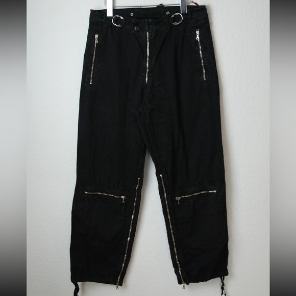 Prada Black Cargo Pants with Zipper Accents W34